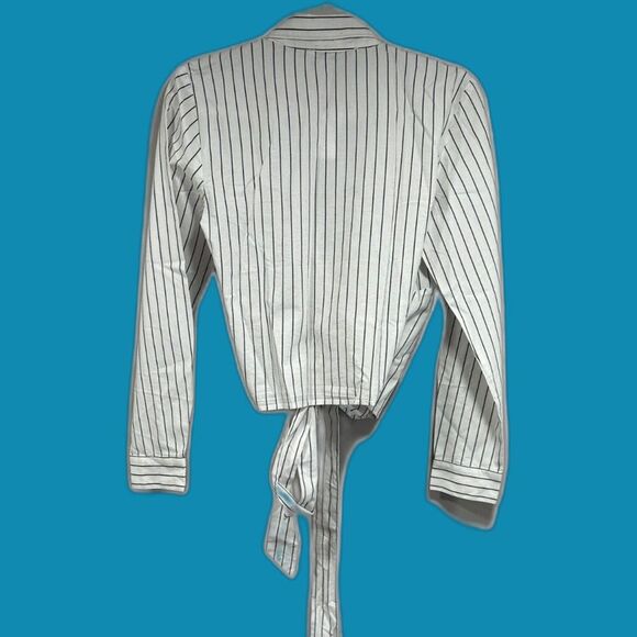 LOFT Striped Cotton Blend Wrap Shirt - Size Small - New with Tags - Picture 2 of 6